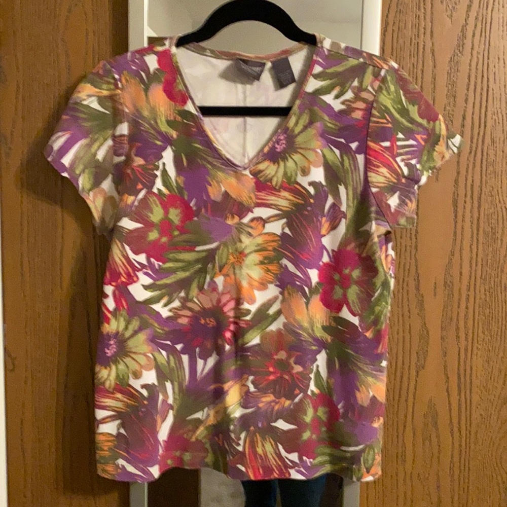 Additions by Chico’s Tropical V-Neck Tee (2)